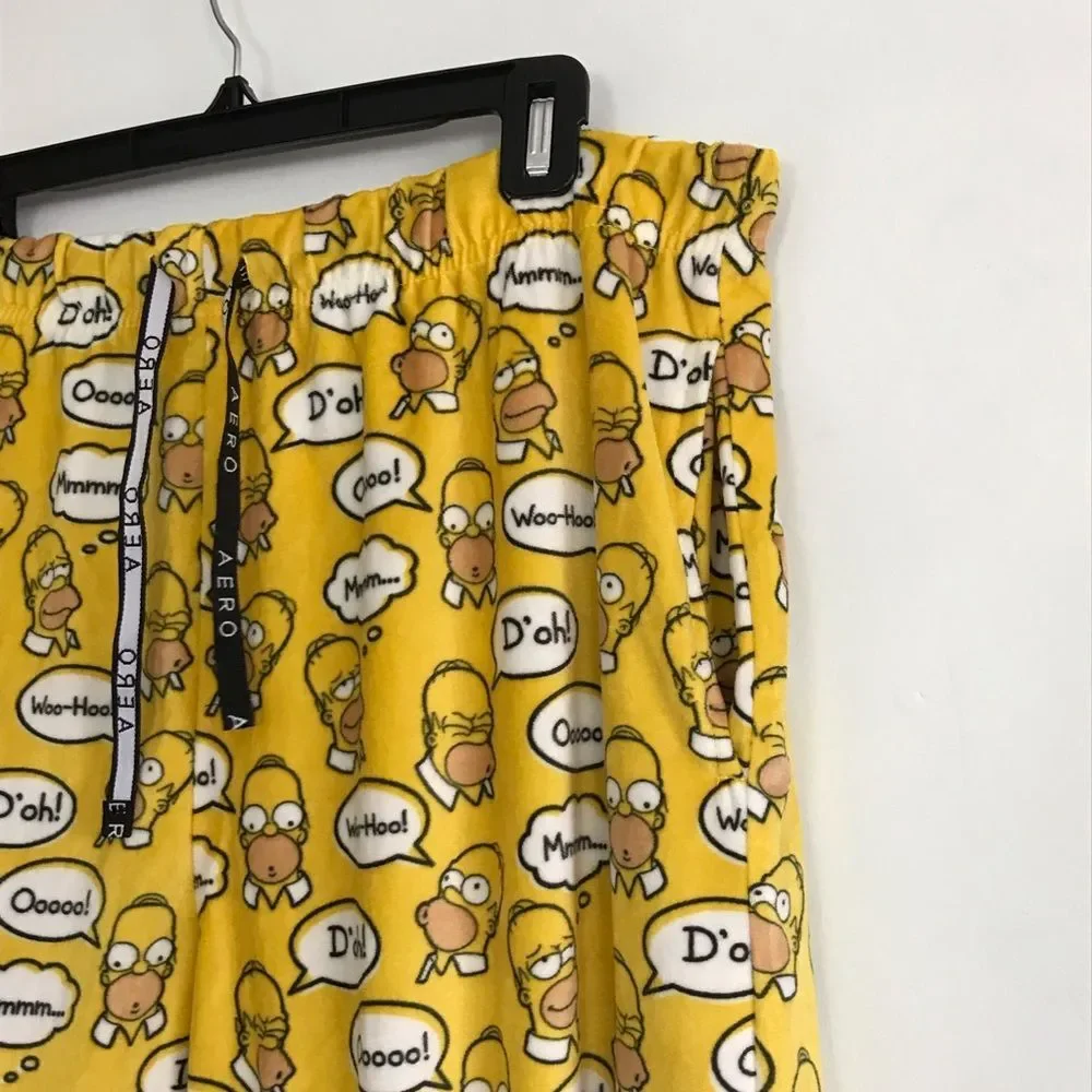 The Simpsons Aeropostale X-Large Fleece Yellow Homer Simpson Pajama Pants Comfy